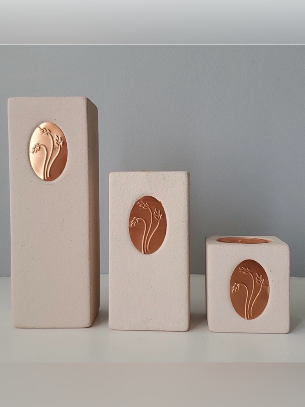 NEW in Box PartyLite Medallion Tealight Trio Copper Wheat P7201